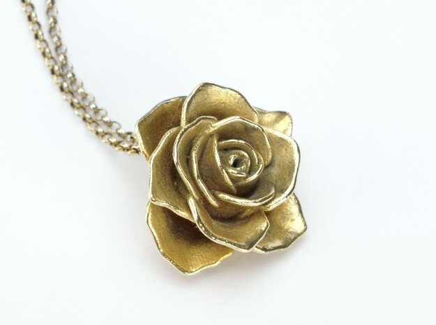 Romantic Rose Necklace in Natural Brass