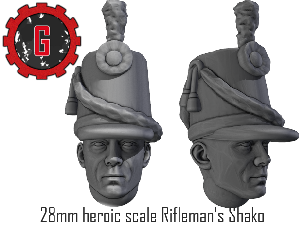 28mm heroic scale Rifleman Shako in Tan Fine Detail Plastic: Small