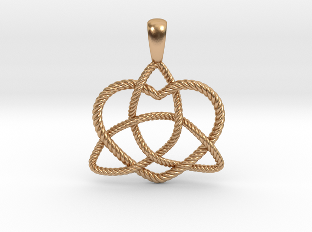 Trinity Knot with Heart Pendant in Polished Bronze
