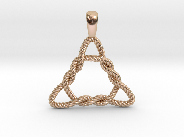 Trinity Knot Twisted Pendant in 14k Rose Gold Plated Brass