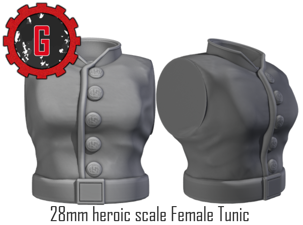28mm Heroic Scale Female Tunic in Tan Fine Detail Plastic