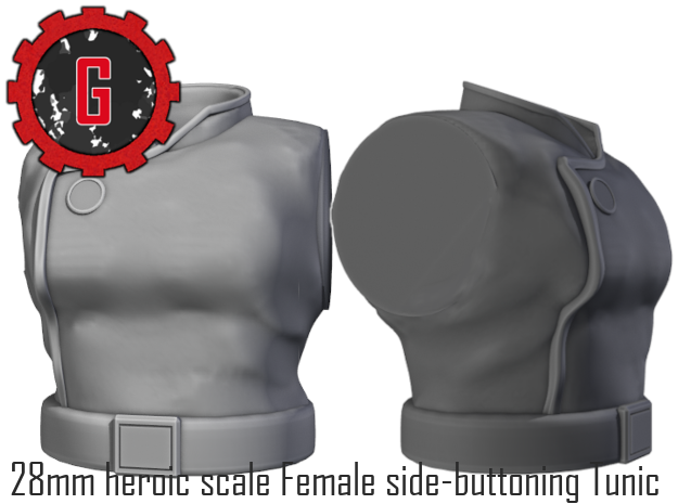28mm Heroic scale female torso (side-buttoning) in Tan Fine Detail Plastic: Small