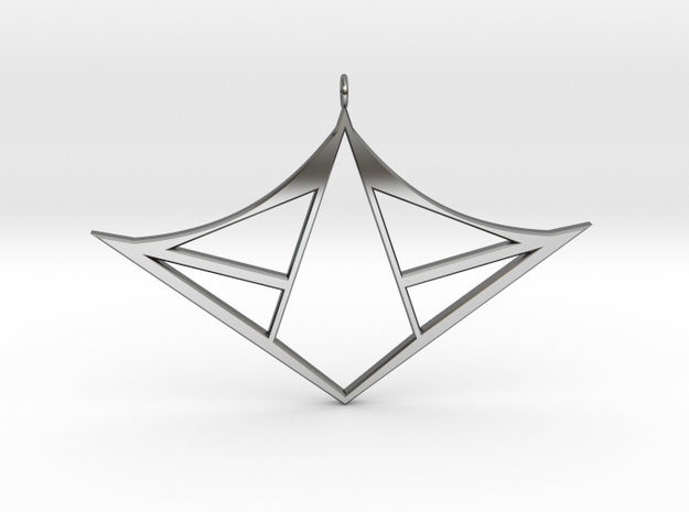 Flying Diamond in Fine Detail Polished Silver