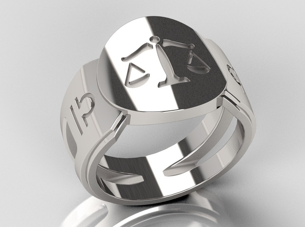 Libra Signet Ring Lite in Polished Silver: 10 / 61.5