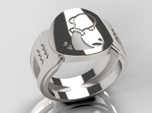 Aquarius Signet Ring Lite in Polished Silver: 10 / 61.5