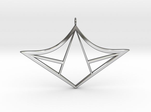 Curved Edged Flying Diamond in Fine Detail Polished Silver