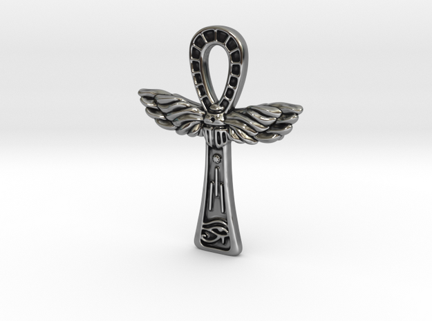 Ankh pendant (Au, Ag, Pt, Bronze, Brass) in Antique Silver: Small
