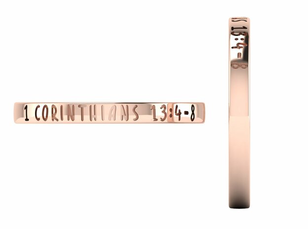1 Corinthians 13:4-8 Ring in 14k Rose Gold Plated Brass: 4 / 46.5