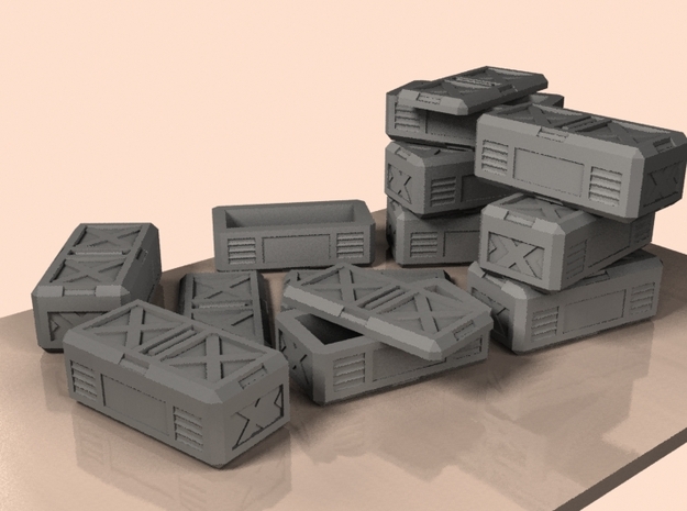 SciFi crates opened hatch for 28mm-32mm in Tan Fine Detail Plastic