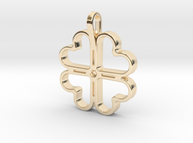 Four Leaf Clover Pendant in 14k Gold Plated Brass
