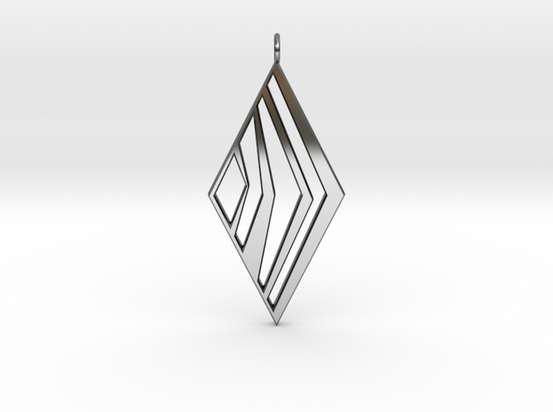 Ribbed Diamond E in Fine Detail Polished Silver