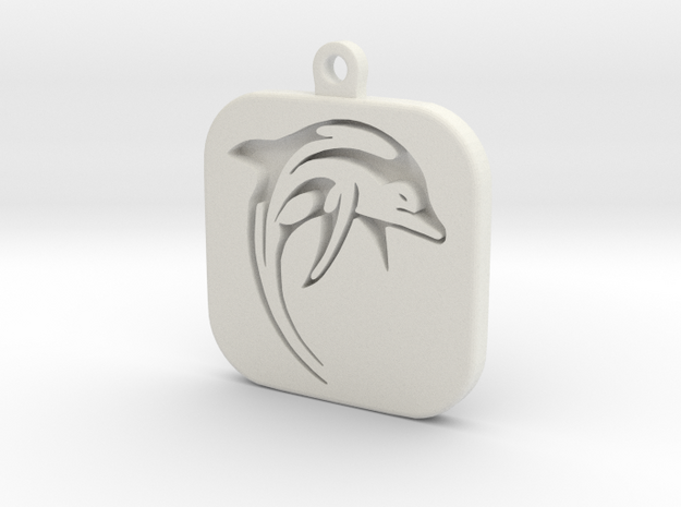 Dolphin Keychain in White Natural Versatile Plastic