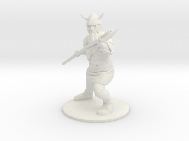Dwarf with Bardiche Miniature in White Natural Versatile Plastic: 1:55