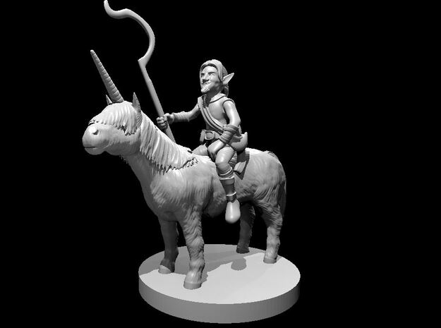 Gnome Male Druid on Pocket Unicorn in Smooth Fine Detail Plastic