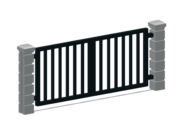 Block Wall - Rod Iron Vehicle Gate-1 in White Natural Versatile Plastic: 1:87 - HO