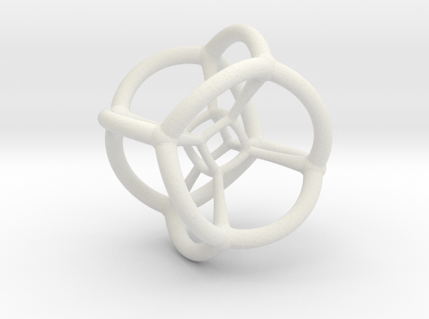 4d Tesseract Bead - Multidimensional Math Art Pend in White Natural Versatile Plastic