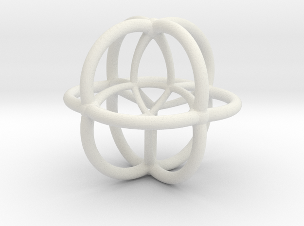 Coxeter Polytope Bead - Scientific Math Art Pendan in White Natural Versatile Plastic