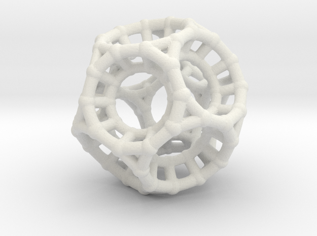 4d Polytope Bead - Non-Euclidean Math Art Pendant  in White Natural Versatile Plastic