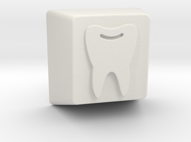 Tooth Keycap - 1U R1 in White Natural Versatile Plastic