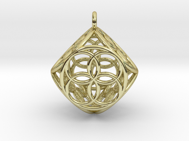 cube pendant internal radiation in 18k Gold Plated Brass