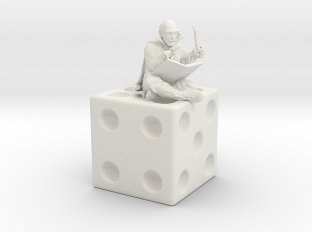 Gygax on a Die figurine in White Natural Versatile Plastic: 28mm