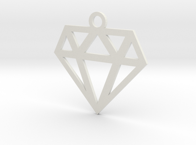 Diamond Lines Necklace Pendant in White Natural Versatile Plastic