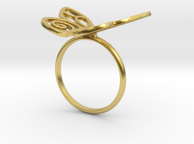 Spirala Butterfly Ring in Polished Brass: 7 / 54