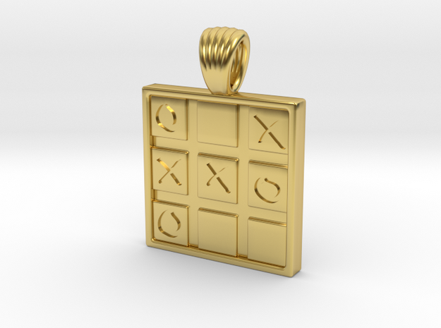 Tic Tac Toe [pendant] in Polished Brass