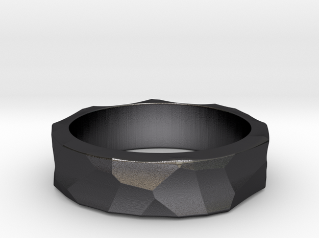 Rock Ring_R11 in Polished and Bronzed Black Steel: 8 / 56.75