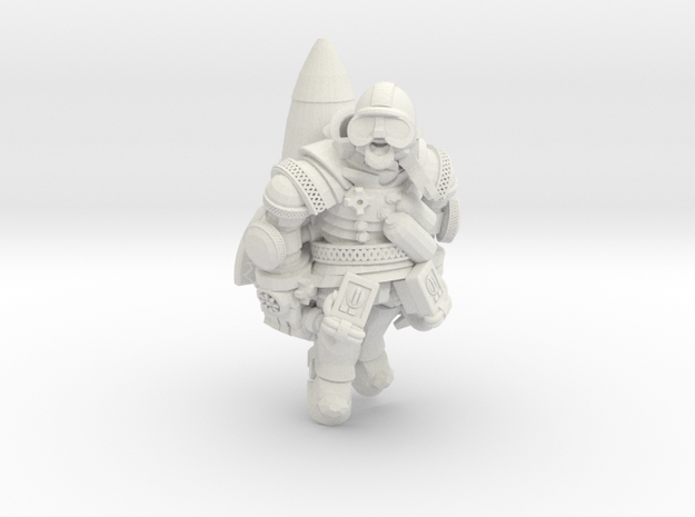 Space Dwarf Rocketeer in White Natural Versatile Plastic