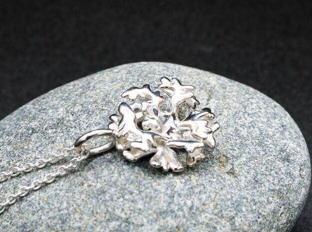 Acropora Elkhorn Coral Pendant - Marine Biology in Polished Silver