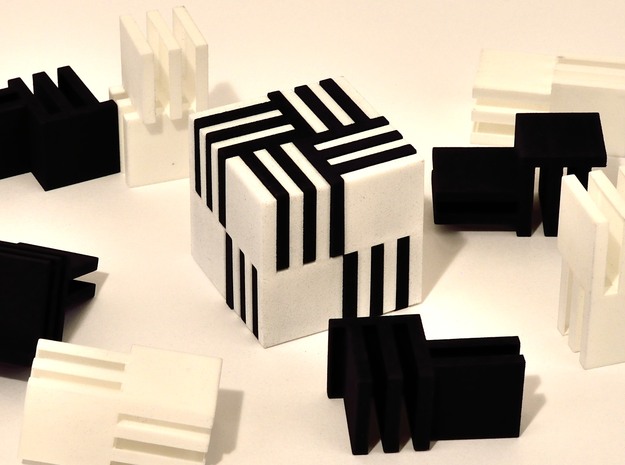 Cube Puzzle, 4 black pieces only in Black Natural Versatile Plastic