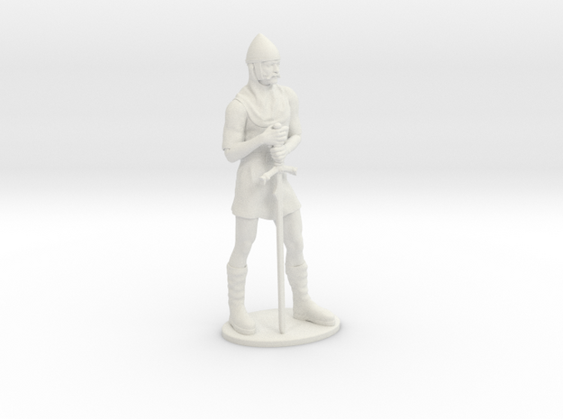 Human Fighter Miniature in White Natural Versatile Plastic: 1:55