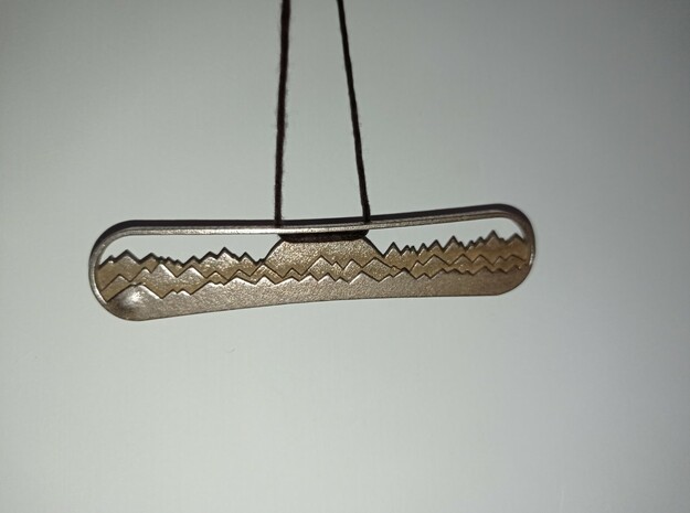 Snowboard Necklace in Polished Bronzed-Silver Steel