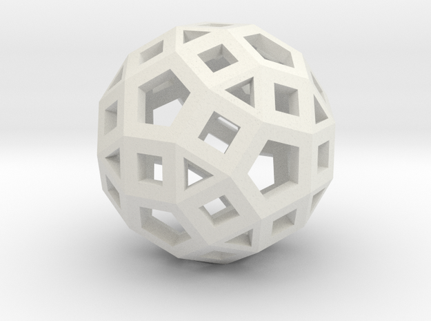Rhombicosidodecahedron in White Natural Versatile Plastic