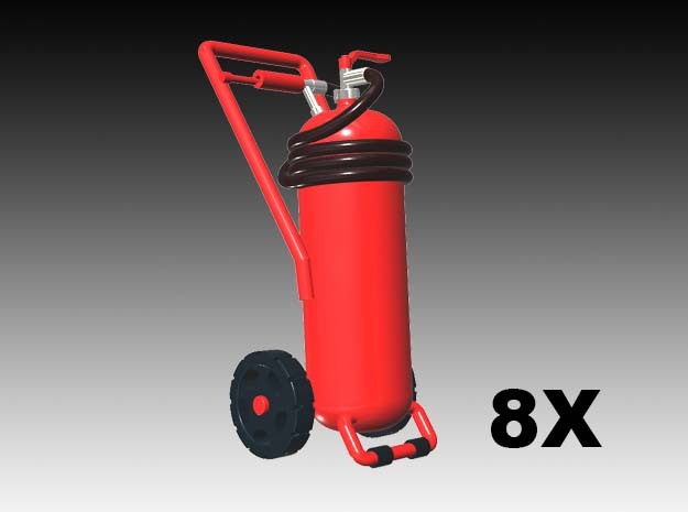 Wheeled fire extinguisher - 1:87 - 8X in Tan Fine Detail Plastic