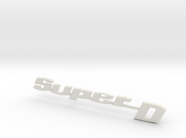 Rear lid nameplate "SuperD" fits Bug - raw in White Natural Versatile Plastic