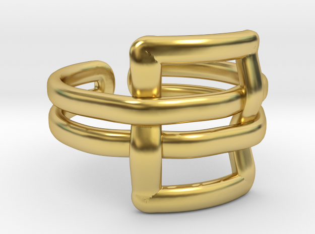 Square knot [Ring] in Polished Brass