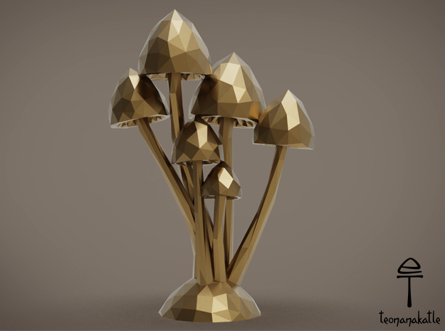 Mushrooms Lowpoly in Natural Bronze