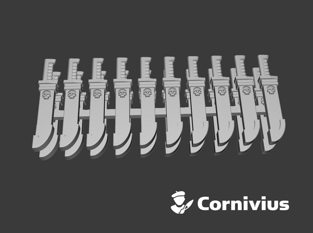 20x Combat Knife: Cornivius (Sheathed) in Tan Fine Detail Plastic
