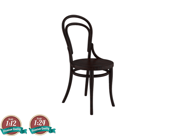 Miniature Thonet Chair No 14 in White Natural Versatile Plastic: 1:12