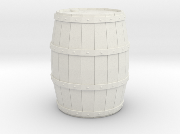 Miniature Barrel 1 5/8th inch (4.11cm) in White Natural Versatile Plastic