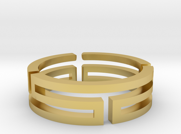A maze in open ring in Polished Brass