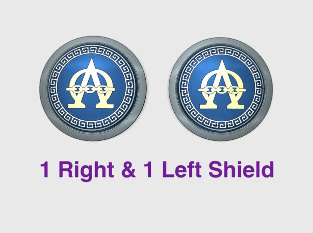Alpha Omega - Round Power Shields (L&R) in Tan Fine Detail Plastic: Small