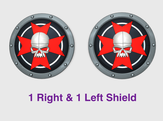 Black Templars - Round Power Shields (L&R) in Tan Fine Detail Plastic: Small