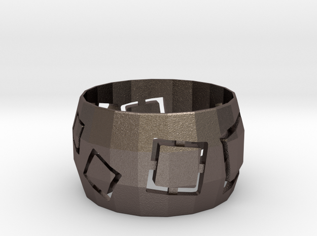 Squares Ring in Polished Bronzed Silver Steel