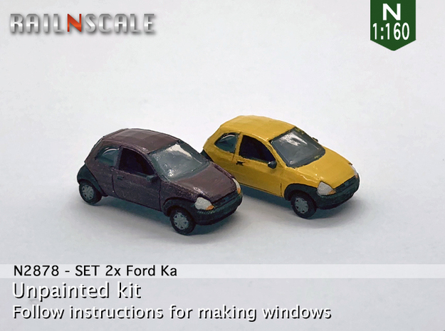 SET 2x Ford Ka (N 1:160) in Tan Fine Detail Plastic