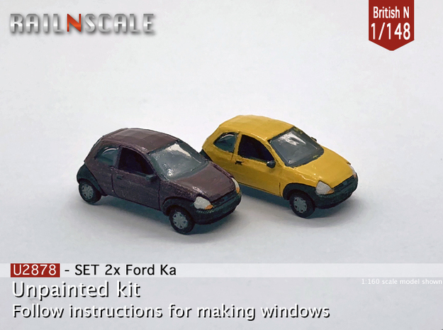 SET 2x Ford Ka (British N 1:148) in Tan Fine Detail Plastic