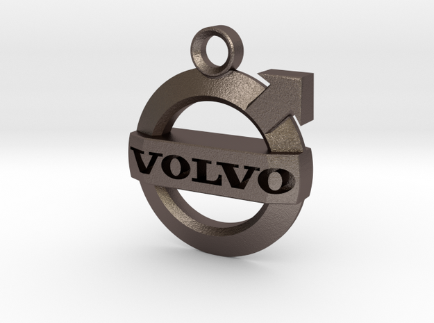 Volvo Iron Mark Badge Keychain in Polished Bronzed-Silver Steel