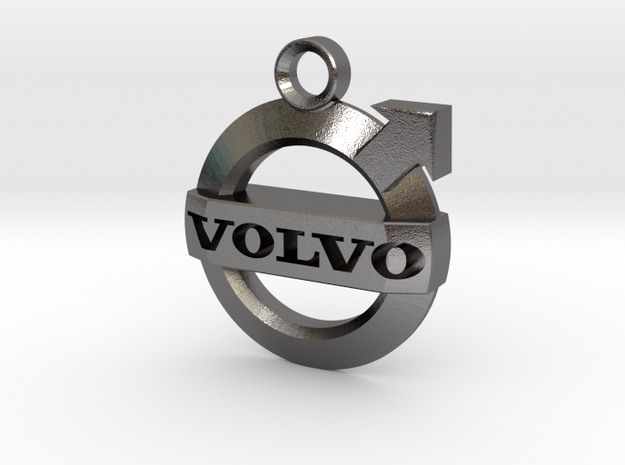 Volvo Iron Mark Badge Keychain in Polished Nickel Steel